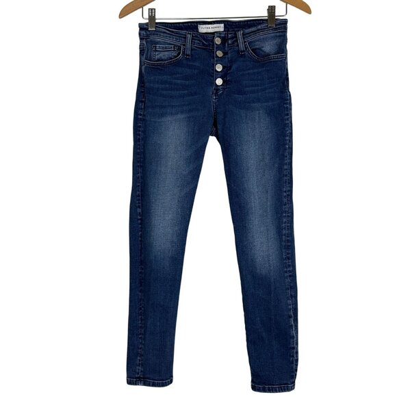 Flying Monkey Denim - Flying Monkey Button-Front Skinny Jeans Sz 26 Dark Wash Denim